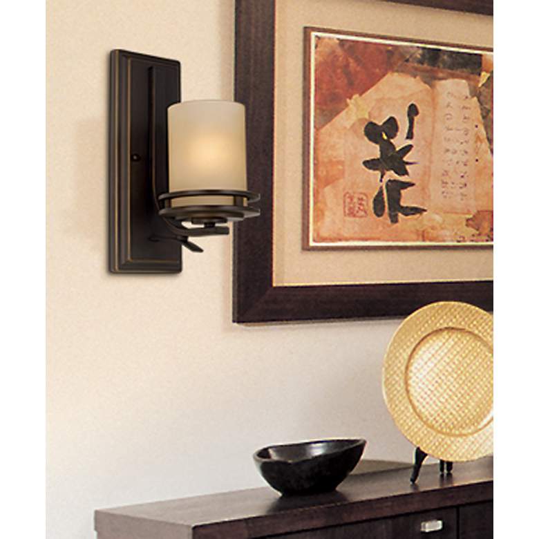 Image 1 Kichler Hendrik 12"H Olde Bronze Wall Sconce w/ Umber Glass in scene