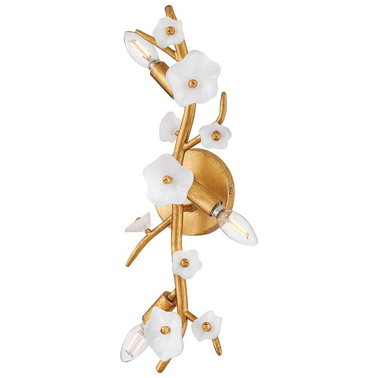 Image 1 Azalea 20" High Distressed Brass 3-Light Wall Sconce