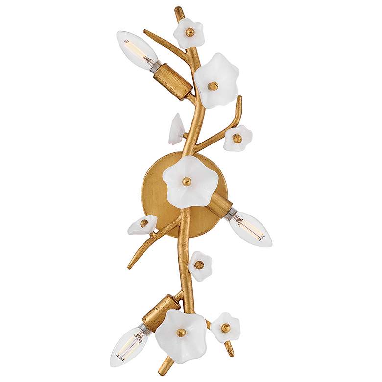 Image 7 Azalea 20" High Distressed Brass 3-Light Wall Sconce more views