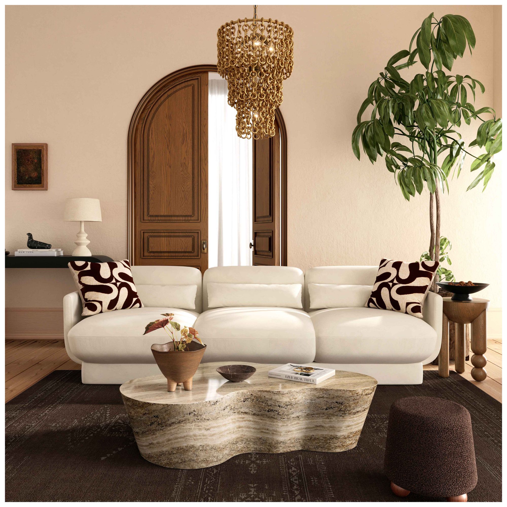 Image 2 Azalea Cream Velvet Sofa more views