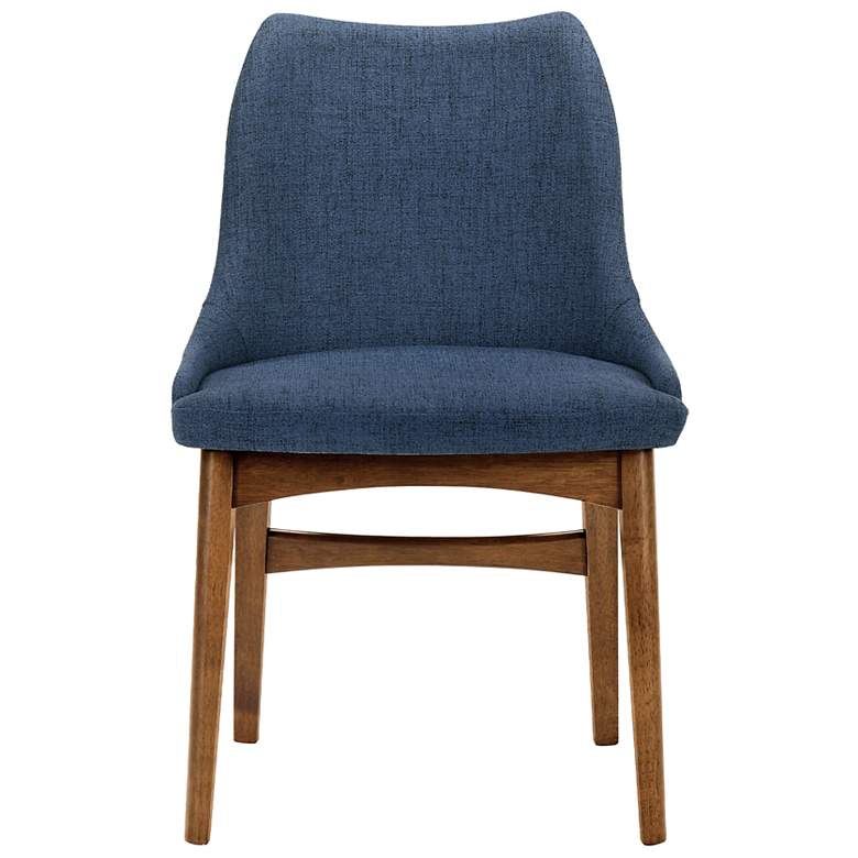 Image 4 Azalea Set of 2 Dining Side Chairs in Blue Fabric and Walnut Wood more views