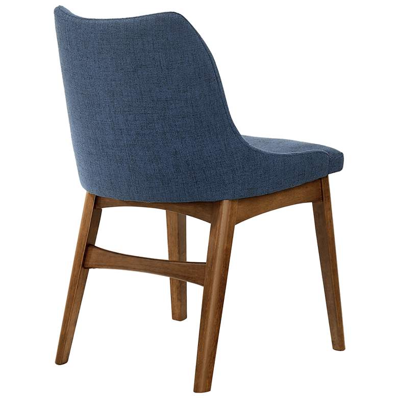 Image 5 Azalea Set of 2 Dining Side Chairs in Blue Fabric and Walnut Wood more views