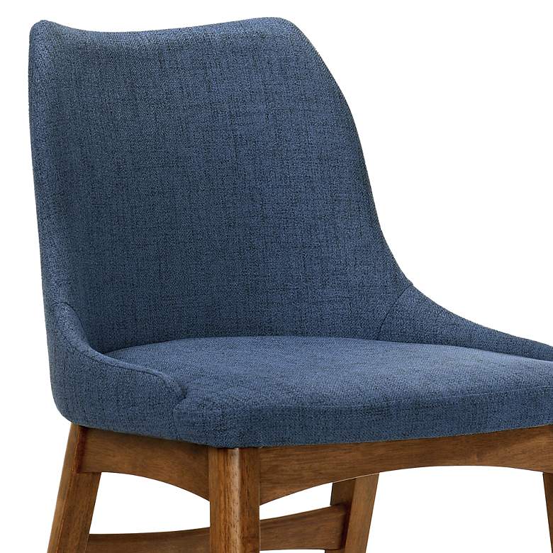 Image 6 Azalea Set of 2 Dining Side Chairs in Blue Fabric and Walnut Wood more views
