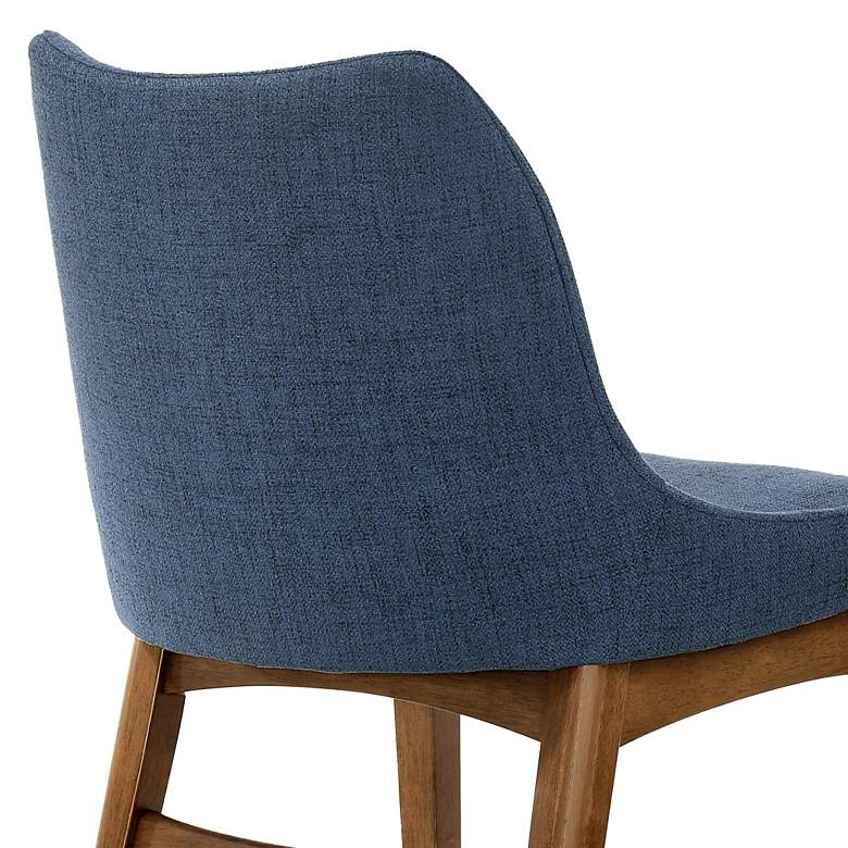 Image 7 Azalea Set of 2 Dining Side Chairs in Blue Fabric and Walnut Wood more views