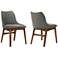 Azalea Set of 2 Dining Side Chairs in Charcoal Fabric and Walnut Wood
