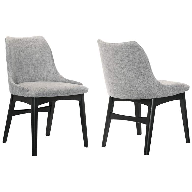Image 1 Azalea Set of 2 Dining Side Chairs in Gray Fabric and Black Wood