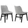 Azalea Set of 2 Dining Side Chairs in Gray Fabric and Black Wood