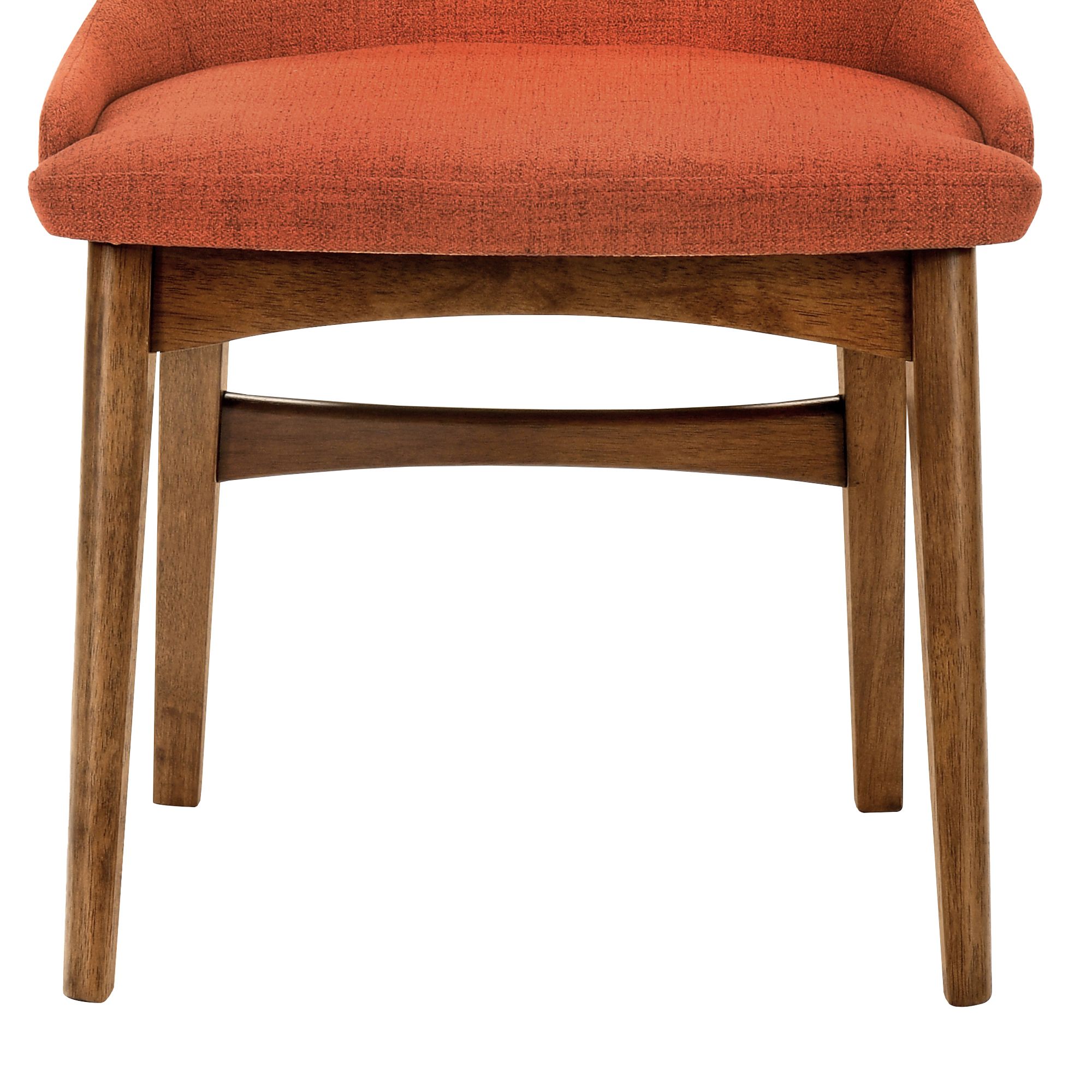 Azalea Set of 2 Dining Side Chairs in Orange Fabric and Walnut Wood