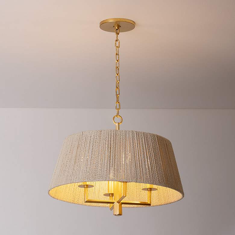 Image 1 Azar 20 1/2" Wide Vintage Gold Leaf 4-Light Drum Pendant