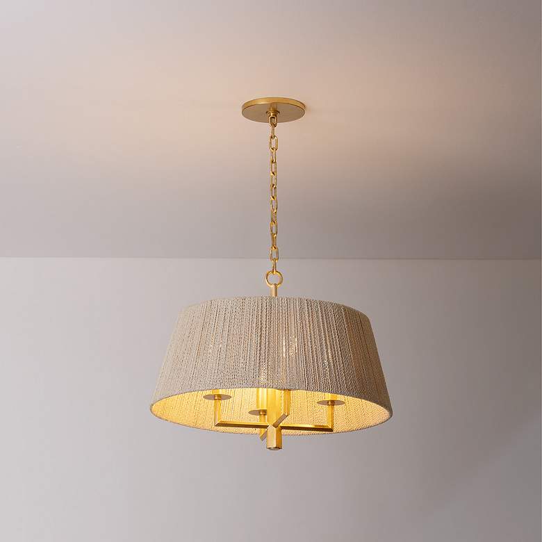 Image 3 Azar 20 1/2" Wide Vintage Gold Leaf 4-Light Drum Pendant more views