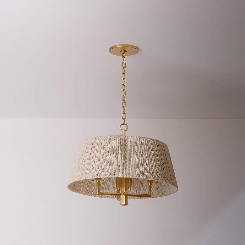 Image 4 Azar 20 1/2" Wide Vintage Gold Leaf 4-Light Drum Pendant more views