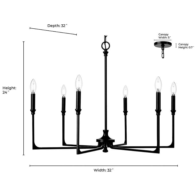 Image 7 Azara 32" Wide 6-Light Chandelier in Matte Black more views