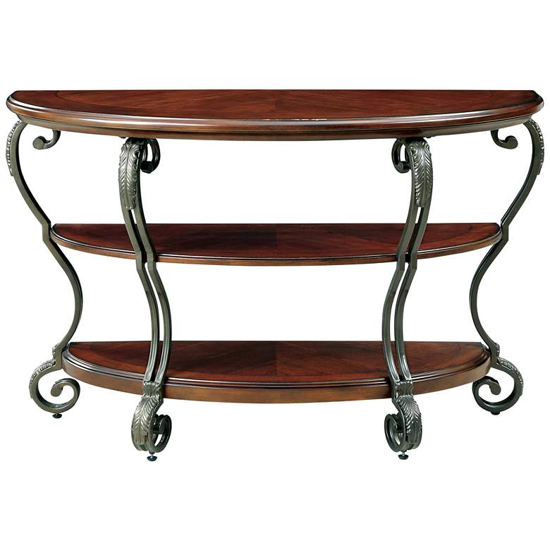 Image 2 Azea 48 inch Wide Brown Cherry 2-Shelf Console Table