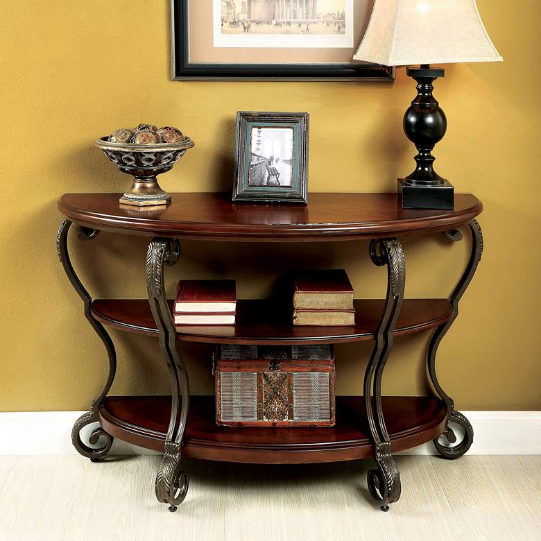 Image 1 Azea 48" Wide Brown Cherry 2-Shelf Console Table