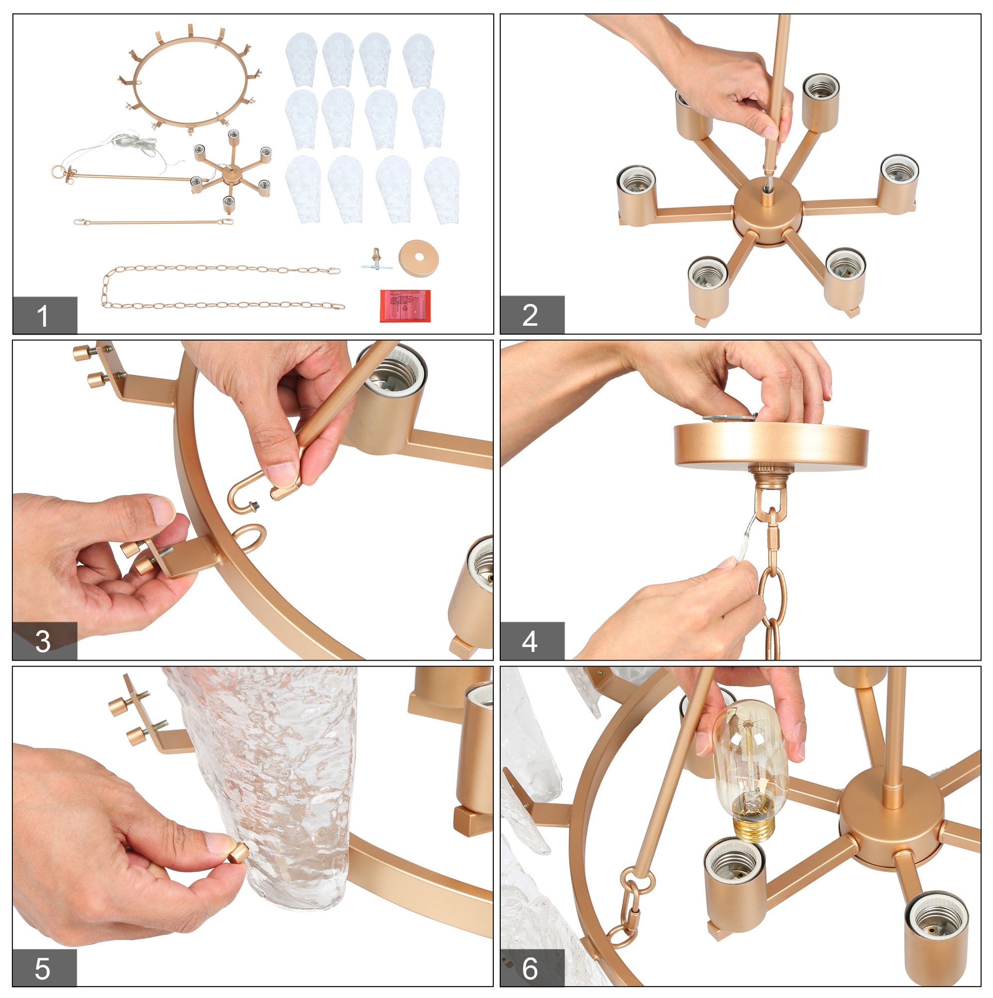 Azfenro 6-Light Gold Chandelier - Made to Order