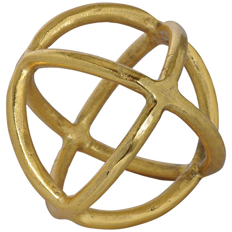 Image 2 Azimuth Gold Statue 6" Round Metal Decorative Ball