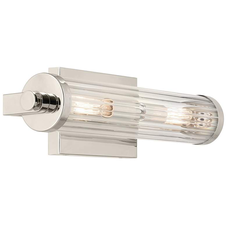 Image 1 Azores 16" 2-Light Wall Sconce with Clear Fluted Glass in Polished Nic