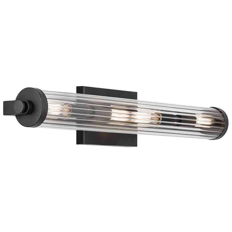 Image 2 Azores 25" 4-Light Linear Vanity with Clear Fluted Glass in Black