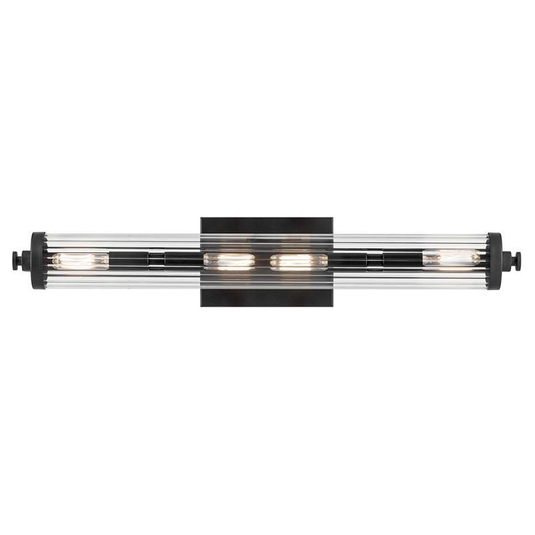 Image 5 Azores 25" 4-Light Linear Vanity with Clear Fluted Glass in Black more views