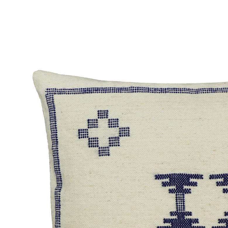 Image 2 Aztec Cream and Indigo Wool 20" Square Accent Pillow more views