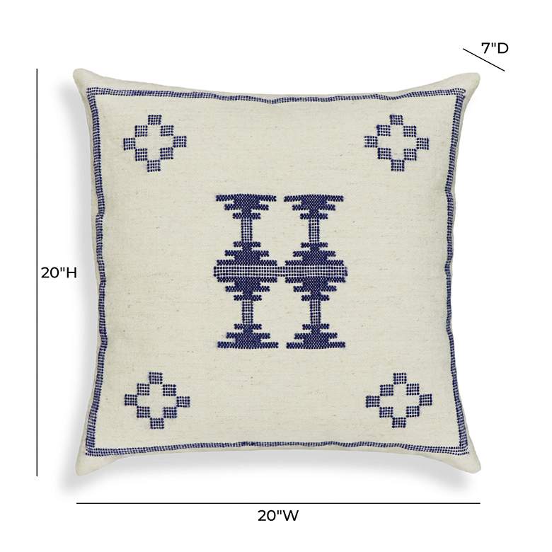 Image 4 Aztec Cream and Indigo Wool 20" Square Accent Pillow more views