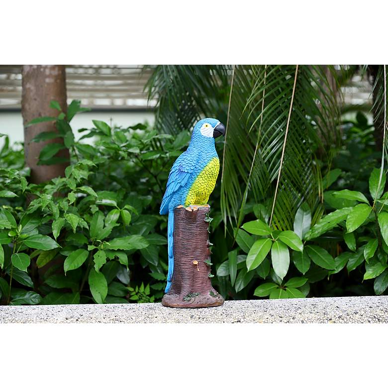 Image 4 Azur 20"H Blue Brown Outdoor Parrot Statue with Spotlight more views
