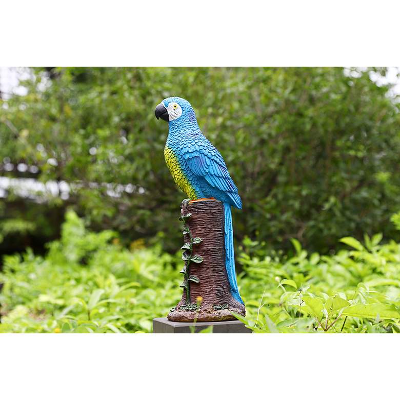 Image 5 Azur 20"H Blue Brown Outdoor Parrot Statue with Spotlight more views