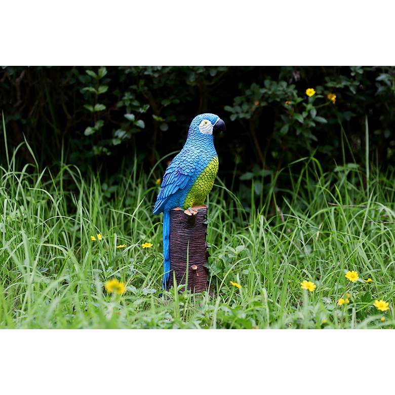 Image 6 Azur 20"H Blue Brown Outdoor Parrot Statue with Spotlight more views