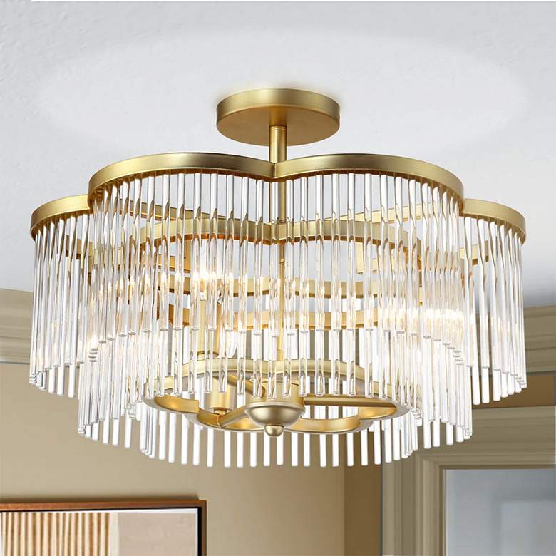 Image 1 Azura 20" Wide Heirloom Brass 3-Light Ceiling Light