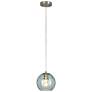 1_Azura 7.5" Wide Brushed Nickel Hammered Blue Glass Pendant