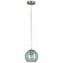 4_Azura 7.5" Wide Brushed Nickel Hammered Blue Glass Pendant more views