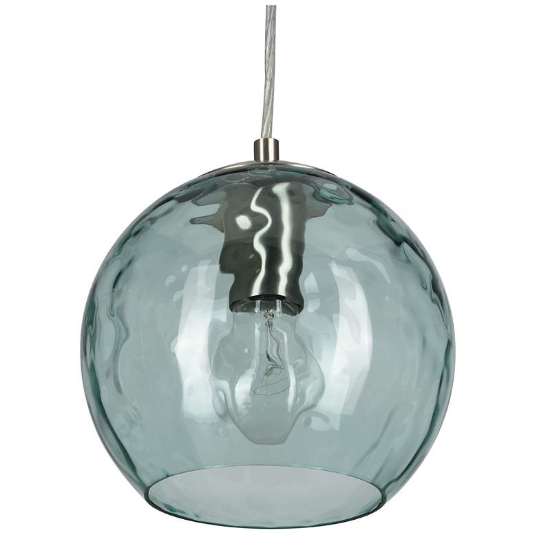 Image 5 Azura 7.5" Wide Brushed Nickel Hammered Blue Glass Pendant more views