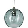 5_Azura 7.5" Wide Brushed Nickel Hammered Blue Glass Pendant more views