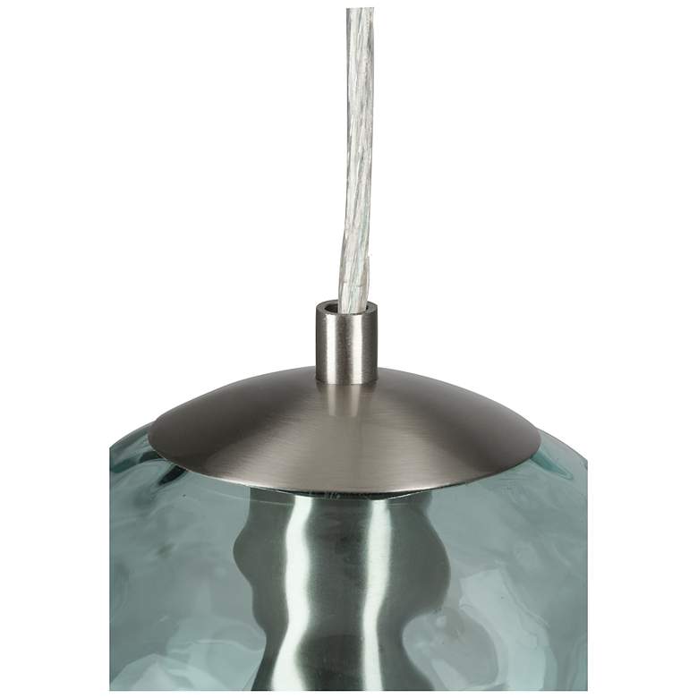 Image 7 Azura 7.5" Wide Brushed Nickel Hammered Blue Glass Pendant more views