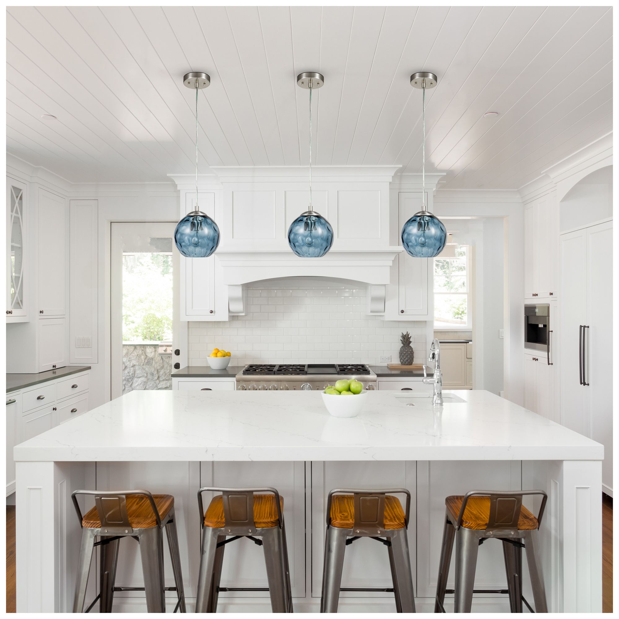 Azura 7 1/2"W Brushed Nickel Mini Pendant w/ Hammered Glass