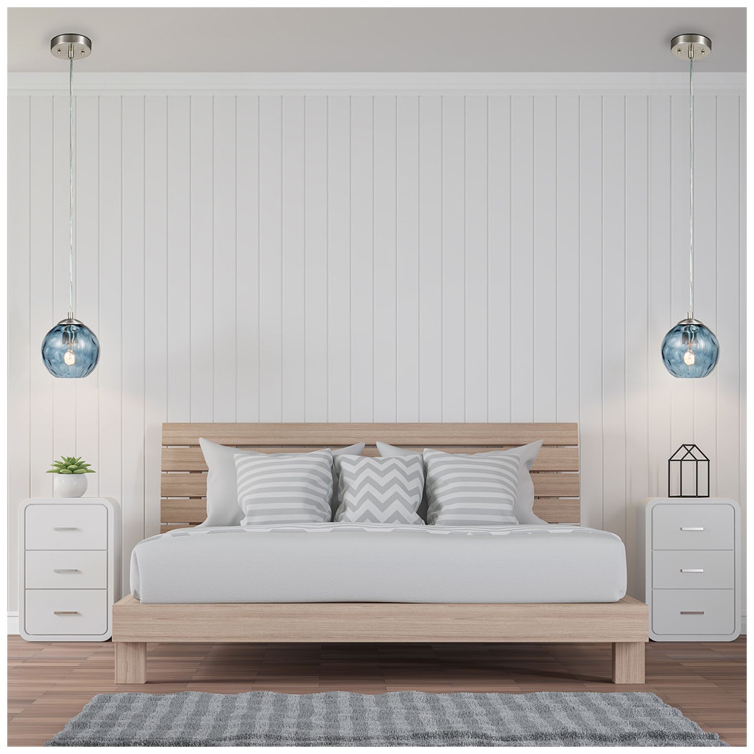 Azura 7 1/2"W Brushed Nickel Mini Pendant w/ Hammered Glass