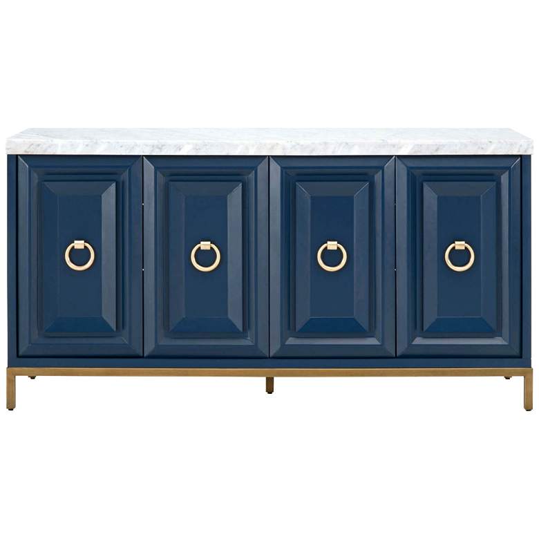 Image 1 Azure 71" Wide Navy Blue Wood 4-Door Media Sideboard