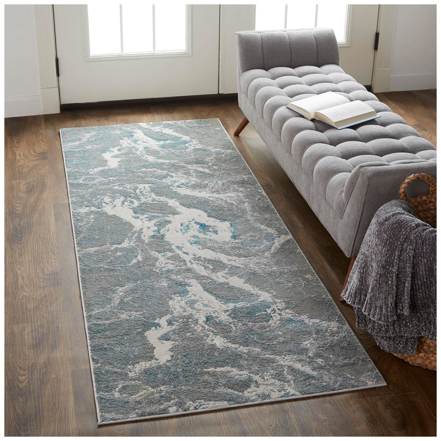 Image 2 Azure Abstract Indoor Silver Area Rug 3539F 2'-10" x 7'-10" more views