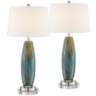 Azure Art Glass Table Lamps With 7" Round Risers