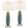 Azure Art Glass Table Lamps With 7" Square Risers