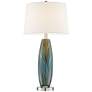 Azure Blue Brown Glass Table Lamps Set of 2 w/ Smart Sockets