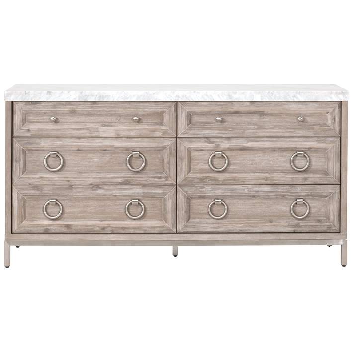 Azure Carrera 6-Drawer Double Dresser, Natural Gray Acacia - #0576E | Lamps Plus Azure Carrera 6-Drawer Double Dresser, Natural Gray Acacia - #0576E | Lamps Plus