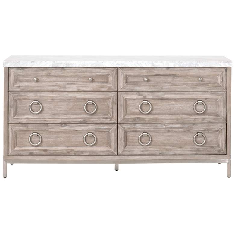 Image 1 Azure Carrera 6-Drawer Double Dresser, Natural Gray Acacia