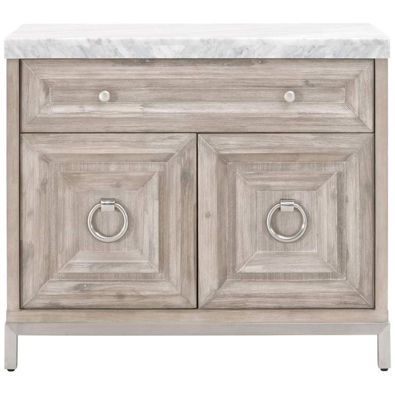 Image 1 Azure Carrera Media Chest, Natural Gray Acacia, White Carrera Marble