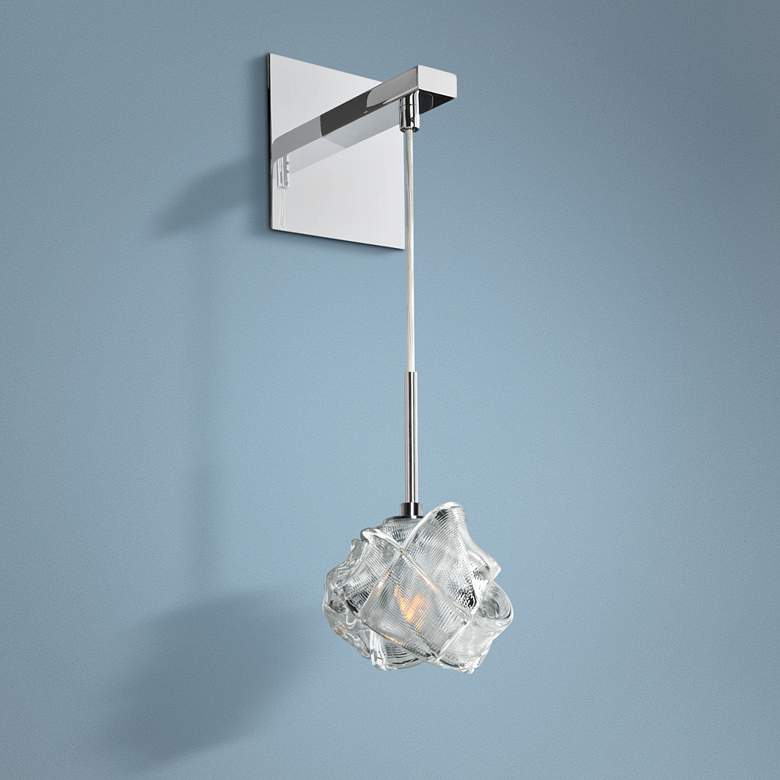Image 1 Azure Chrome 16" High Wrapped Ribbon Glass Wall Sconce