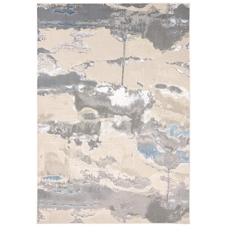 Image 1 Azure Modern Watercolor Soft Indoor Ivory Area Rug 3525F