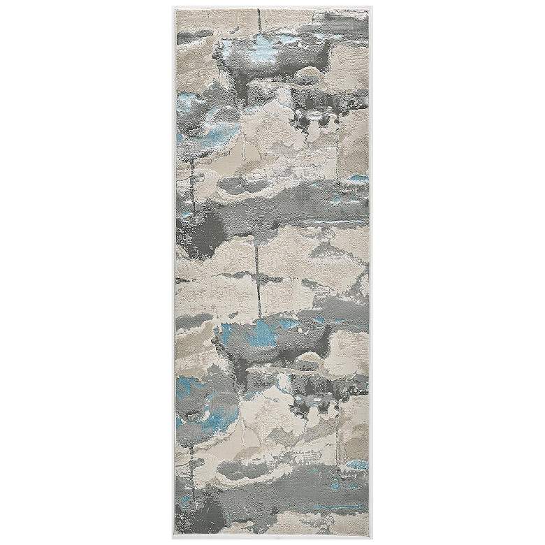Image 1 Azure Modern Watercolor Soft Indoor Ivory Area Rug 3525F