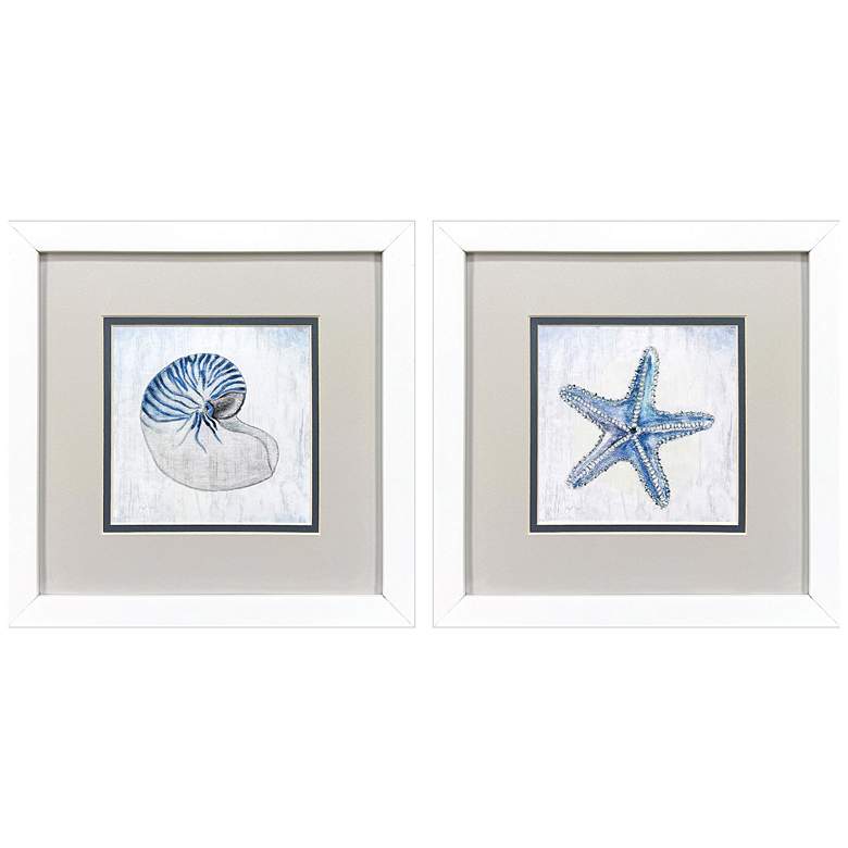 Image 1 Azure Shell 11"W x 11"H Framed Art Set of 2