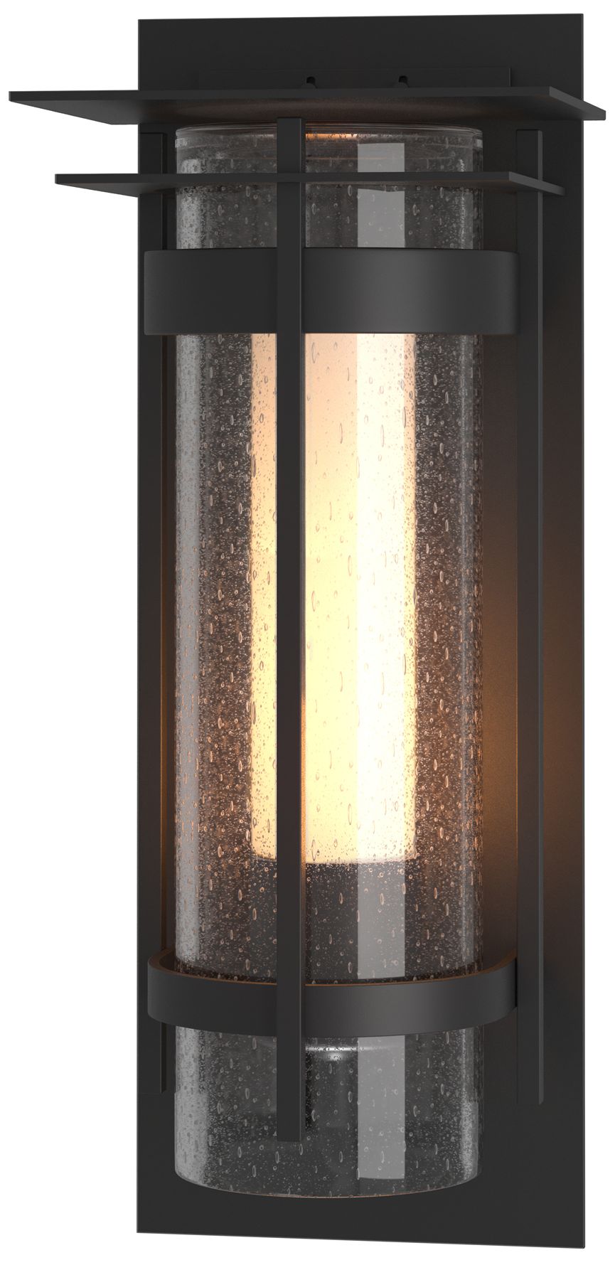 B&ed Top Plated Black Outdoor Sconce w/Opal & Seeded Glass Made to Order