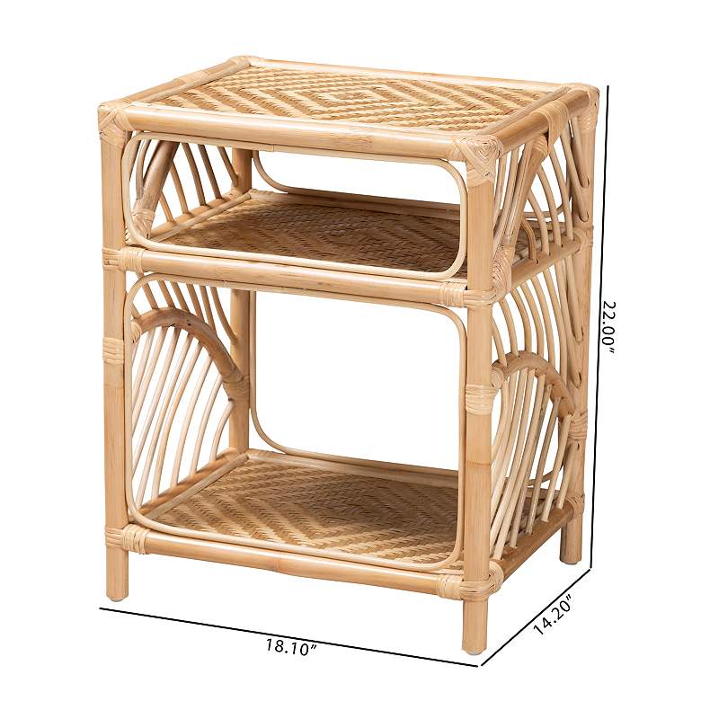 Image 7 Baara 18" Wide Natural Brown Rattan 2-Shelf Nightstand more views